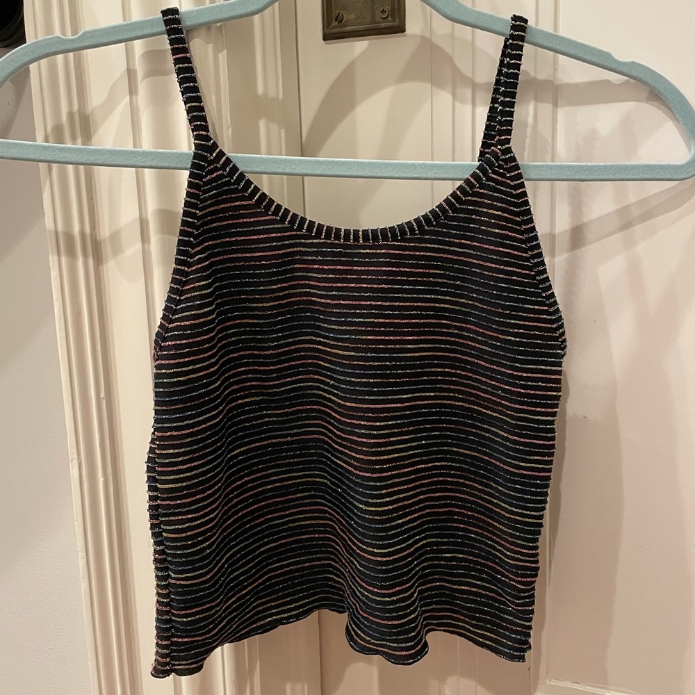 Colorful striped slightly cropped stretchy tank top from urban outfitters